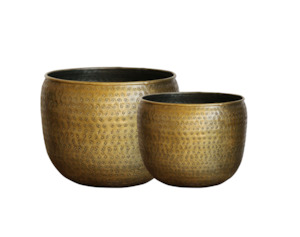 Planters: Ravello Etched Planters - Brass (Set of 2)
