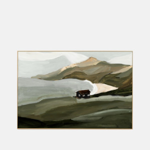 Wall Art 1: Canvas Peaceful Cove Green -  Framed