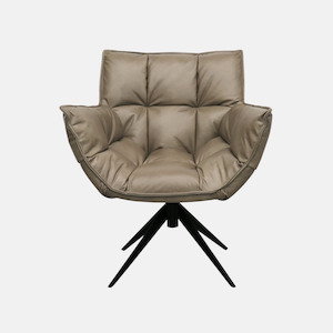 Leather: Memphis Leather Swivel Armchair - Beige