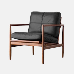 Leather: Bailey Midcentury Armchair - Black
