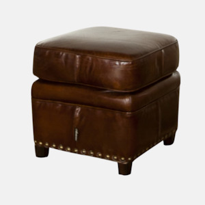 Ottoman: Brodie Cigar Leather Ottoman