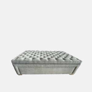 Ottoman: Emily Buttoned Ottoman - Grey