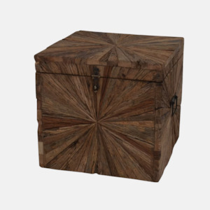 Coffee And Side Tables: Parquet Square Wooden Trunk