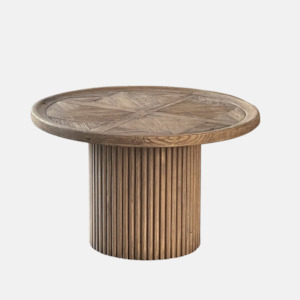 Coffee And Side Tables: Round Parquet Coffee Table