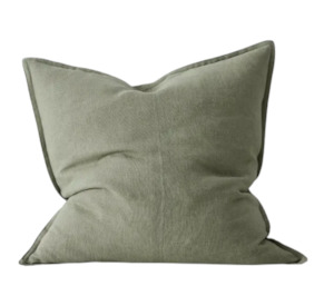 Cushions: Como Linen Feather Filled Cushion - Olive