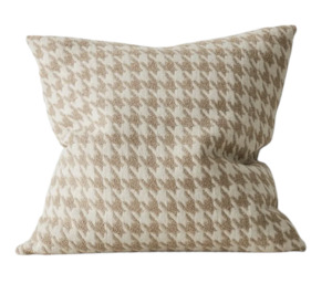 Cushions: Giovanni Feather  Houndstooth Cushion - Oatmeal