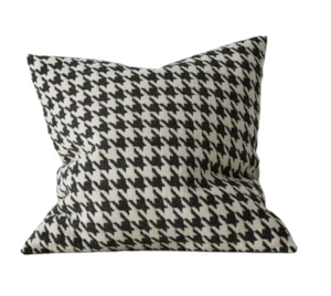 Cushions: Giovanni Feather Filled Houndstooth Cushion - Midnight