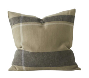 Dante Feather Filled Check Cushion - Caper