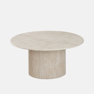 Coffee Tables: Round Travertine Coffee Table