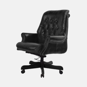 Bankers Leather Chair - Black