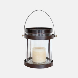 Decor: Leather & Glass Hurricane