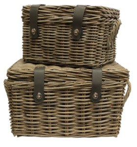 Grove Rattan Hamper Baskets (Set of 2)