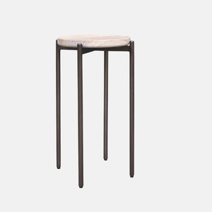 Bedroom 1: Athen Travertine Round Tall  Side Table