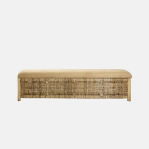Ottoman: Cancun Wicker Bench Natural