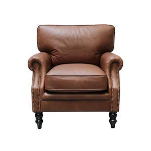 Brunton Leather Armchair -  Chestnut Brown