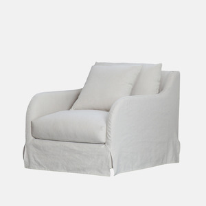 Armchairs: Provincial Slipcover Armchair - Salt & Pepper