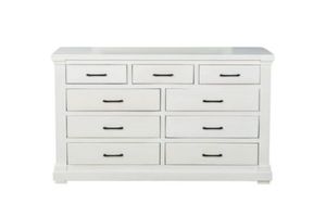 Chests & Dressers: BICTON 9-Drawer Dresser with Mirror (White) - Dresser Only