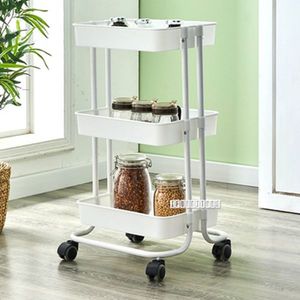 Outdoor Lounge Set: KRISTINA 3 Tier Wheel Trolley - White