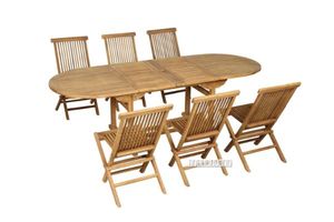 BALI 7PC Solid Teak Oval 160/240 Extension Set