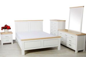 SICILY 4PC/5PC/6PC Solid Wood with Ash Top Bedroom Combo in Queen/King Size