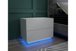 Bedroom: ASPEN LED 2-Drawer Bedside Table (White)