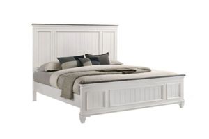 CHARLES Bed Frame in Queen/Super King Size (White & Grey)