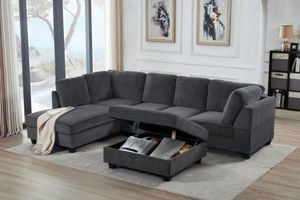 Sale: LIBERTY Premium Sectional Sofa with Ottoman (Dark Grey)