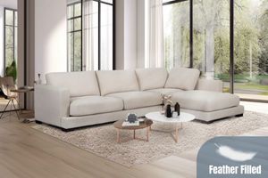 LONDON Feather-Filled Sectional Fabric Sofa