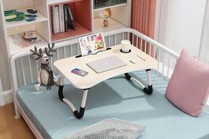 Office Accessories: KUMLA Folding Laptop Table with Trays (Maple Color)