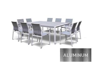 CARDIFF 220x150 11PC Outdoor Aluminum Dining Set (White and Grey)