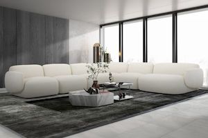Sofa & Lounge Chairs: SUMMIT Fabric Modular Corner Sofa (White)