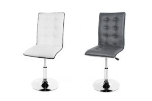 Dining: OLIVIA Adjustable Swivel Gas Lift Bar Chair (White/Dark Grey)