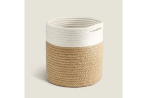 JUTE Rope Plant Basket/Storage Organiser (White & Natural)