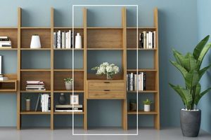 Office: URBAN 200x60cm 2-Drawer Bookshelf Wall System (Oak Colour)