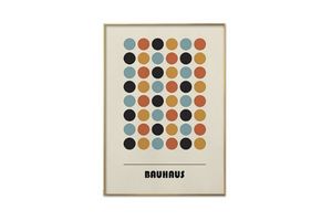 BAUHAUS DOTS POSTER - Wood Colour Framed Canvas Print Wall Art (80cm x 60cm)