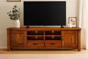 Entertainment Units: FOUNDATION Rustic Pine 226 Large Entertainment Unit