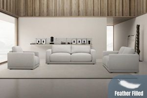 1/2/3 Seat Sofas: HUGO 3.5/2.5/1 Seater Feather-Filled Fabric Sofa Range - Dust, Water & Oil Resistant