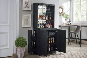 GRAMER Home Bar Buffet & Hutch (Black)