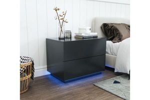 ASPEN LED 2-Drawer Bedside Table (Black)