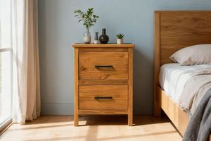 BAYARD 2-Drawer Solid Pine Wood Bedside Table