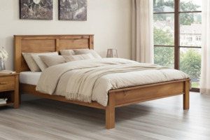 Bedroom: BAYARD Solid Pine Wood Bed Frame in Single/King Single/Double/Queen Size