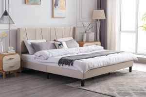 Sale: ALASKA Fabric Bed Frame in Single/Double/Queen/Eastern King Size (Beige)