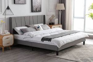 ALASKA Fabric Bed Frame in Single/Double/Queen/Eastern King (Grey)