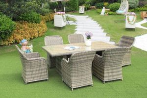 Outdoor: KAPSTADT 7PC Half-Round Wicker Dining Set (ALUMINIUM FRAME)