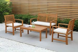 Sale: WATFORD 4PC Solid Acacia Wood Outdoor Lounge Sofa Set