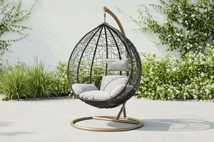 Outdoor: ALBURY Rattan Outdoor Hanging Egg Chair (Black)