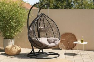 Outdoor: MALAM Double Seat Rattan Outdoor Hanging Egg Chair