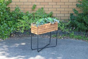 BISTRO Outdoor Rectangular Wooden Pot/Planter with Steel Legs (62x22x60)