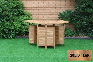 Outdoor: BALI Solid Teak Wood Extendable Outdoor Bar Table