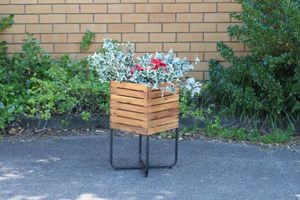 Outdoor: BISTRO Outdoor Square Wooden Pot/Planter with Steel Legs (32x32x60)
